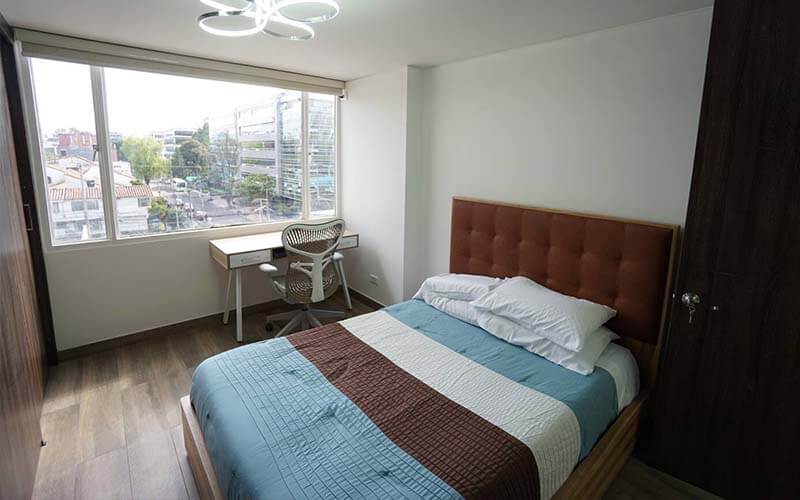 Desk and chair in bedroom